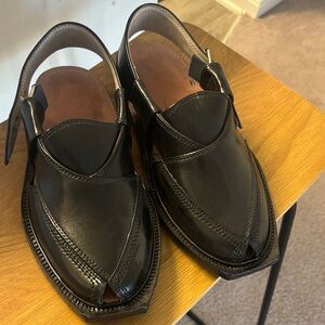 Nola Black Leather Men's Sandals